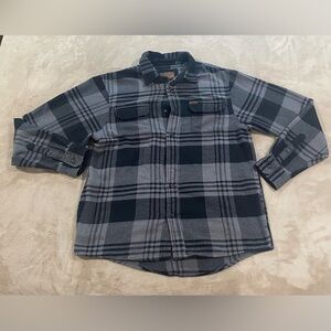 Orvis Flannel Shirt Jacket Men’s Large Gray Black Plaid Heavyweight Outdoor